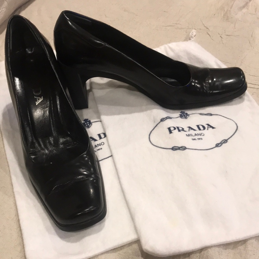 Vintage Prada Black Pumps with Dust Bags Size 37